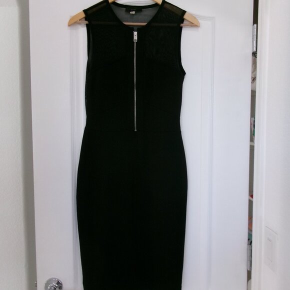New DIESEL Sexy Sheer Back Sleeveless Bodycon Dress Zipper Front Jet Black M - Picture 2 of 14